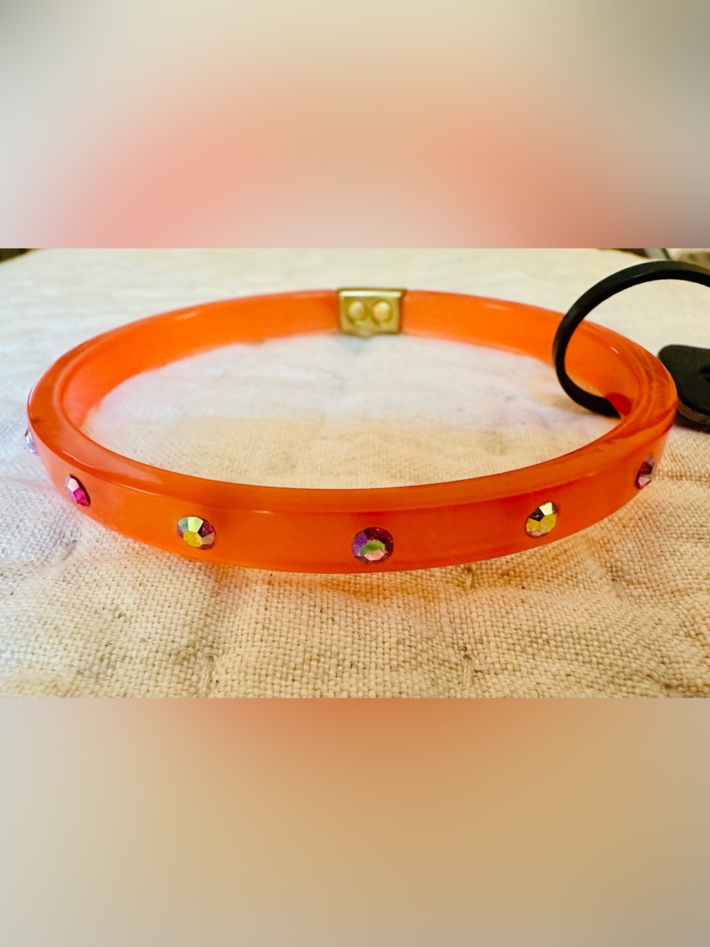 Orange Aacetate Crystal Accent Bangle Bracelet - Women Accessories